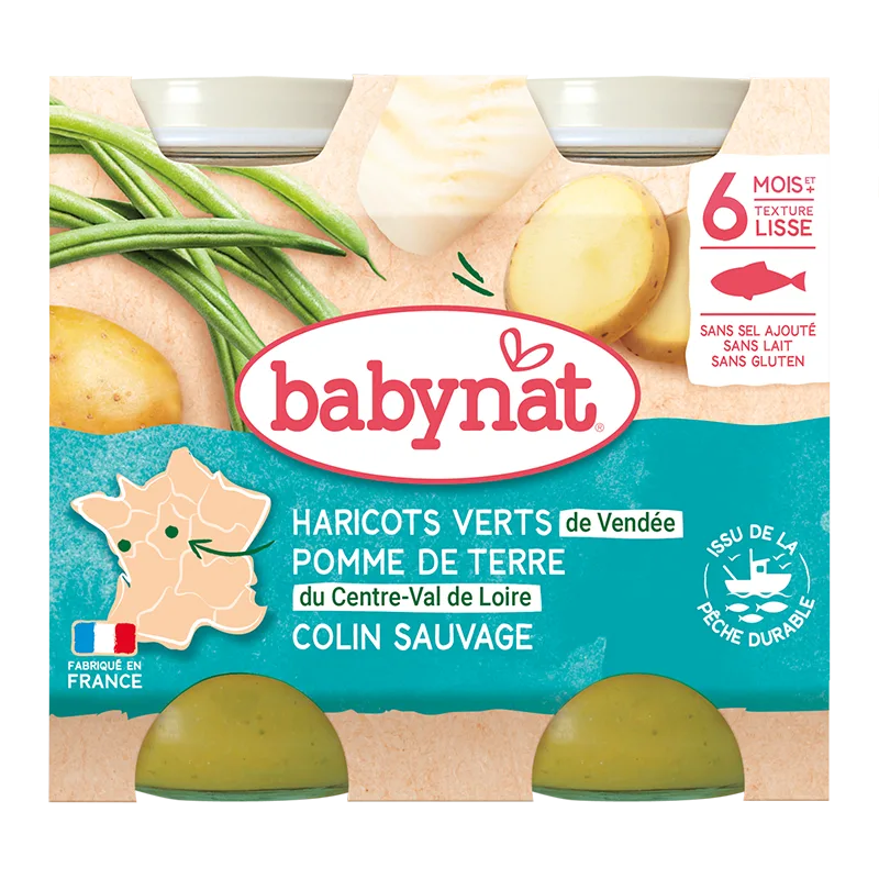 Piure de cartofi, fasole verde si peste cod, 2 x 200g, BabyBio — preț și oferte