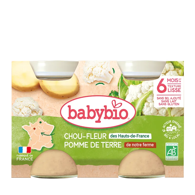 Piure de conopida si cartofi Bio, 2 x 130g, BabyBio — preț și oferte