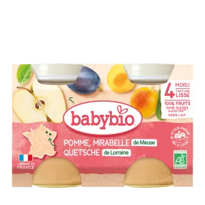 Piure bio din mere si corcoduse +4 luni, 2 x 130g, BabyBio