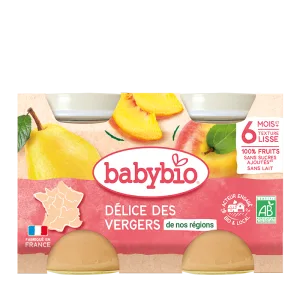 Piure de fructe Bio, 2 x 130g, BabyBio