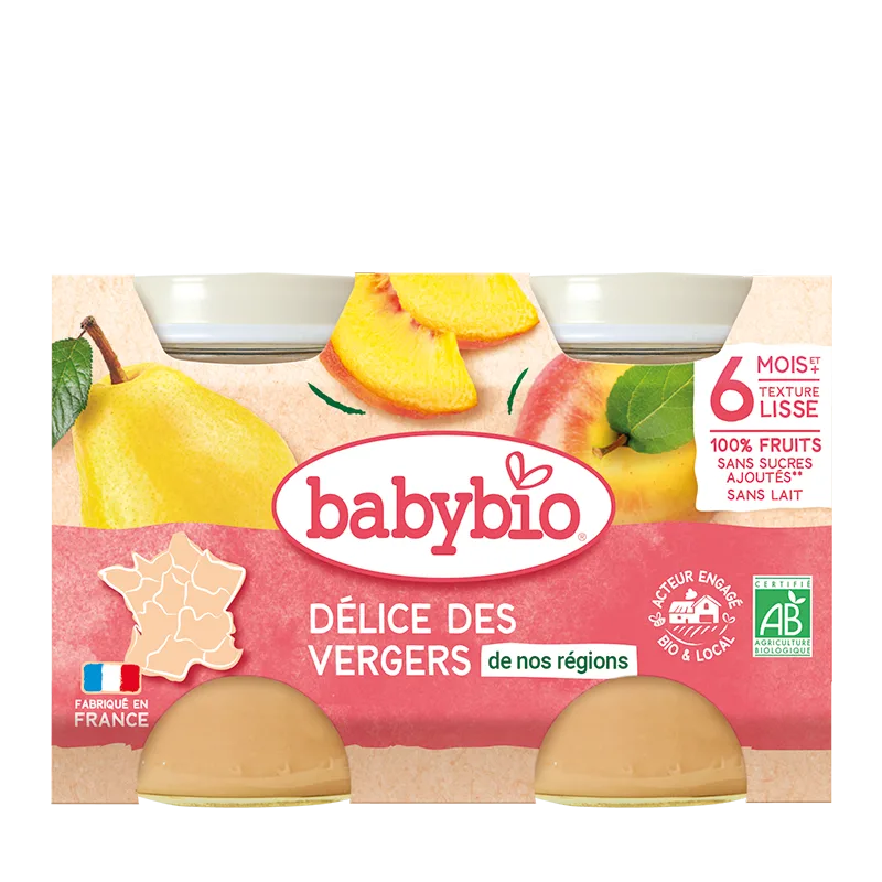 Piure de fructe Bio, 2 x 130g, BabyBio — preț și oferte