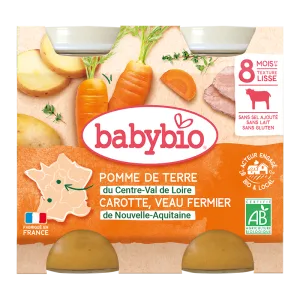 Piure de legume si vitel Bio, 2 x 200g, BabyBio