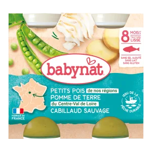 Piure de mazare, cartofi si peste cod, 2 x 200g, BabyBio