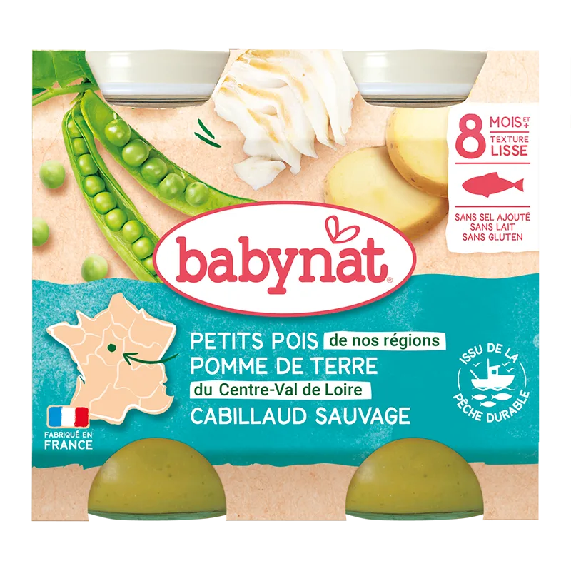 Piure de mazare, cartofi si peste cod, 2 x 200g, BabyBio — preț și oferte