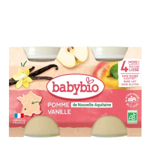 Piure de mere bio 4+ luni, 2 x 130g, BabyBio