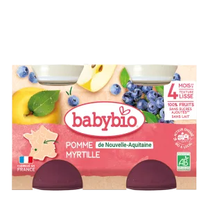 Piure de mere si afine Bio, 2 x 130g, BabyBio