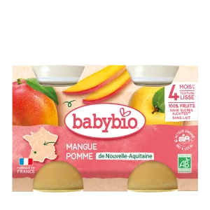 Piure de mere si mango Bio, 2 x 130g, BabyBio