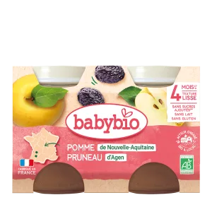 Piure de mere si prune uscate, 2 x 130g, BabyBio