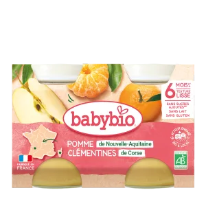 Piure de mere si clementine Bio, 2 x 130g, BabyBio