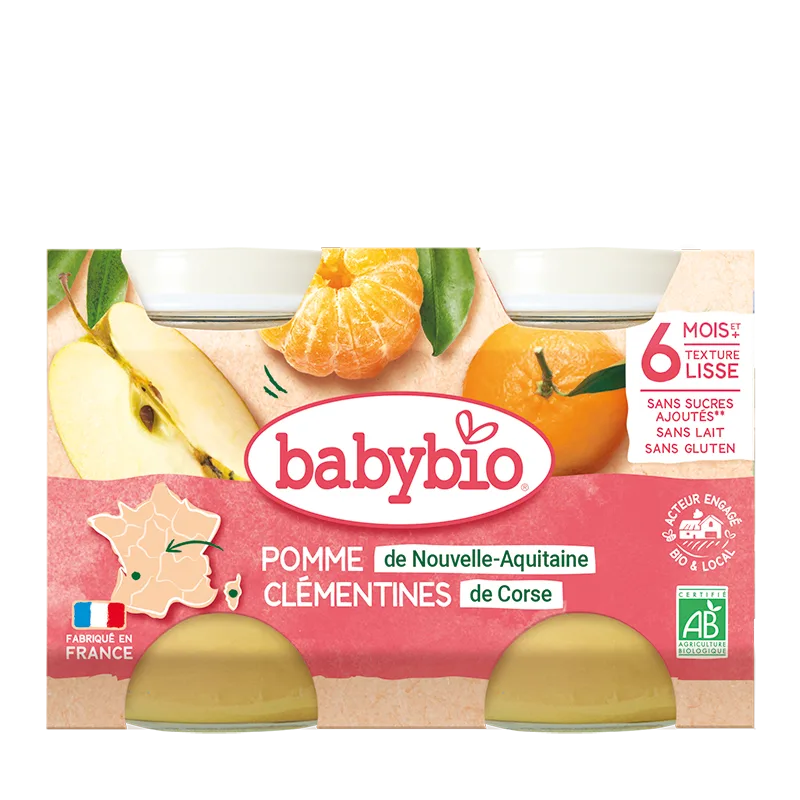 Piure de mere si clementine Bio, 2 x 130g, BabyBio — preț și oferte