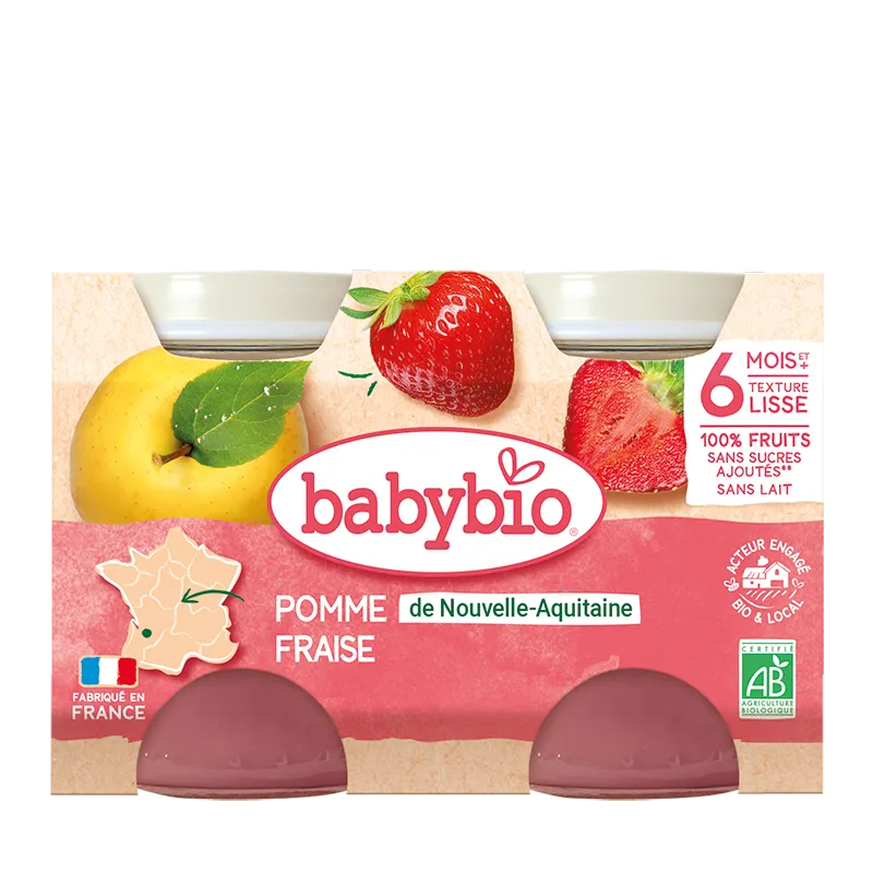 Piure de mere, capsuni si afine Bio, 2 x 130g, BabyBio — preț și oferte