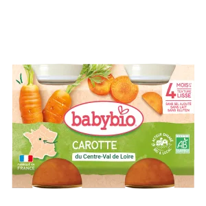 Piure bio din morcovi +4 luni, 2 x 130g, BabyBio