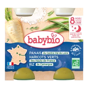 Piure de pastranac, fasole verde si orez Bio, 2 x 200g, BabyBio