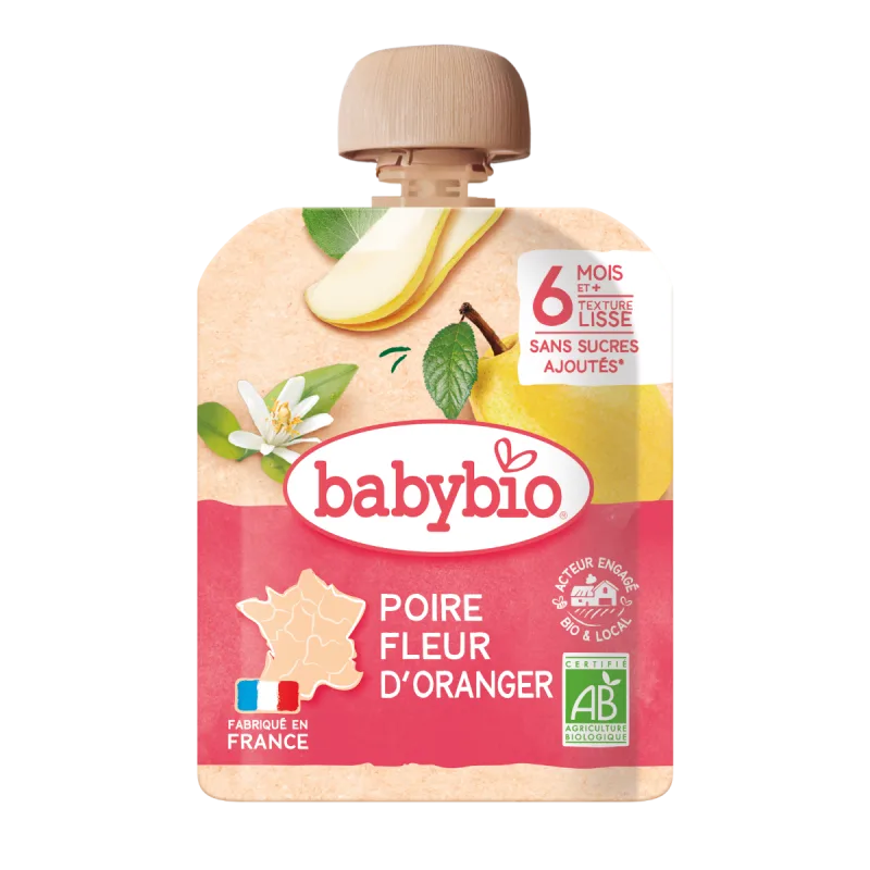 Piure de pere si flori de portocal +6 luni, 90g, BabyBio — preț și oferte