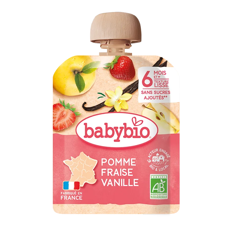 Desert bio din mere, capsuni si vanilie +6 luni, 90g, BabyBio — preț și oferte