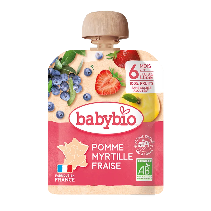 Piure de mere, afine si capsuni Bio, 90g, BabyBio — preț și oferte