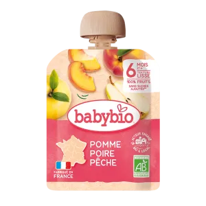 Piure bio din mere, pere si piersici, 90g, BabyBio