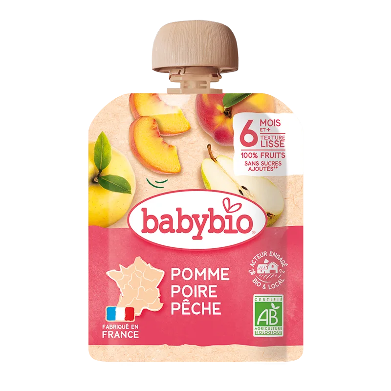 Piure bio din mere, pere si piersici, 90g, BabyBio — preț și oferte