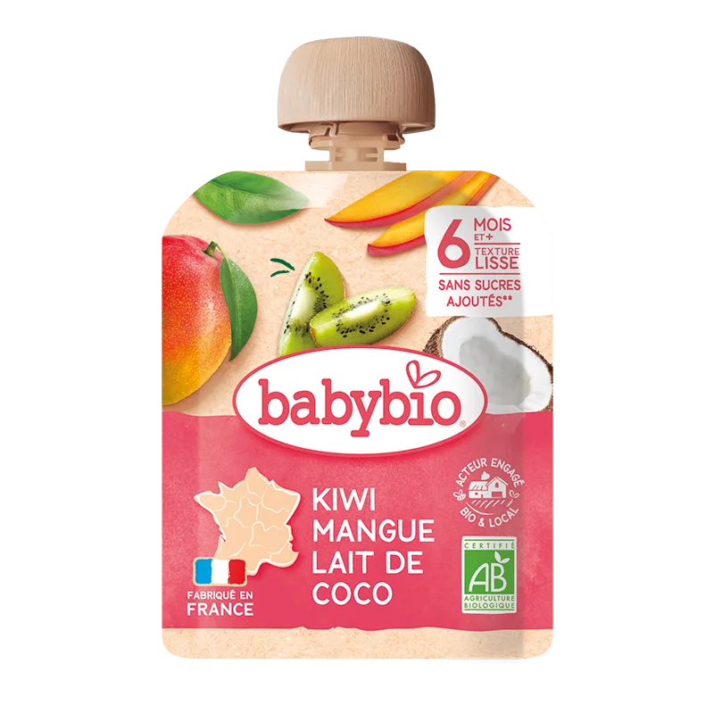 Piure de kiwi, mango si cocos Bio, 90g, BabyBio — preț și oferte