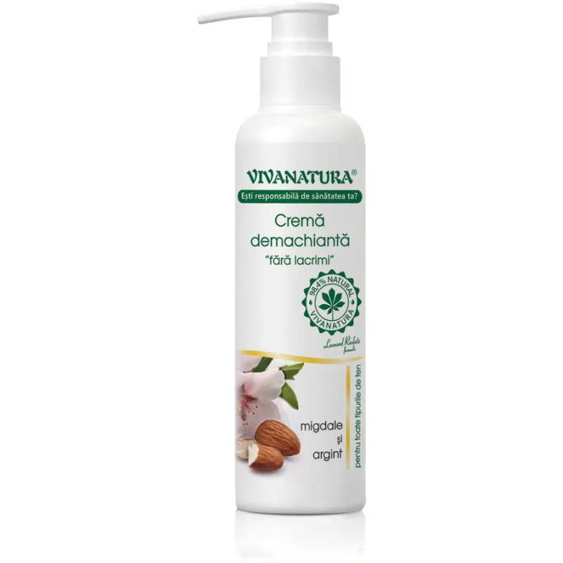 Crema demachianta cu argint si migdale, 145ml, VivaNatura — preț și oferte