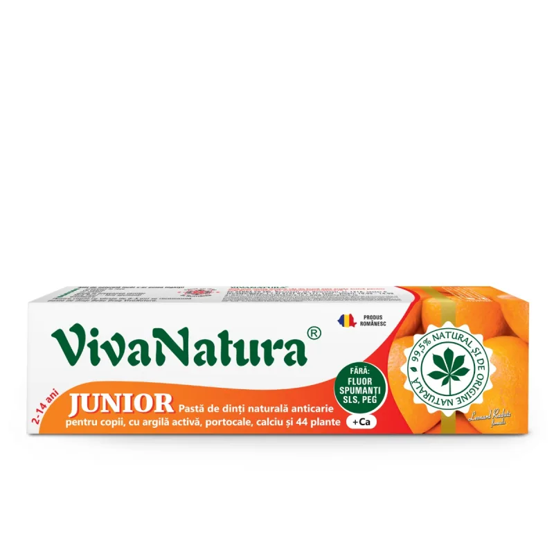 Pasta de dinti cu portocale GennaDent Junior, 80ml, VivaNatura — preț și oferte