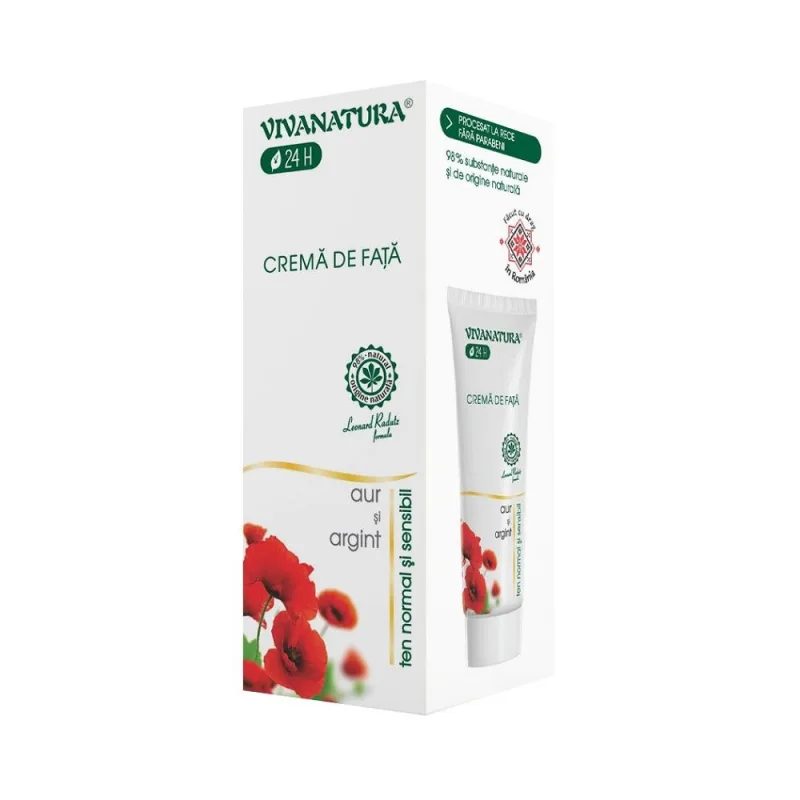 Crema de fata cu argint si aur coloidal pentru ten normal, 75ml, VivaNatura — preț și oferte