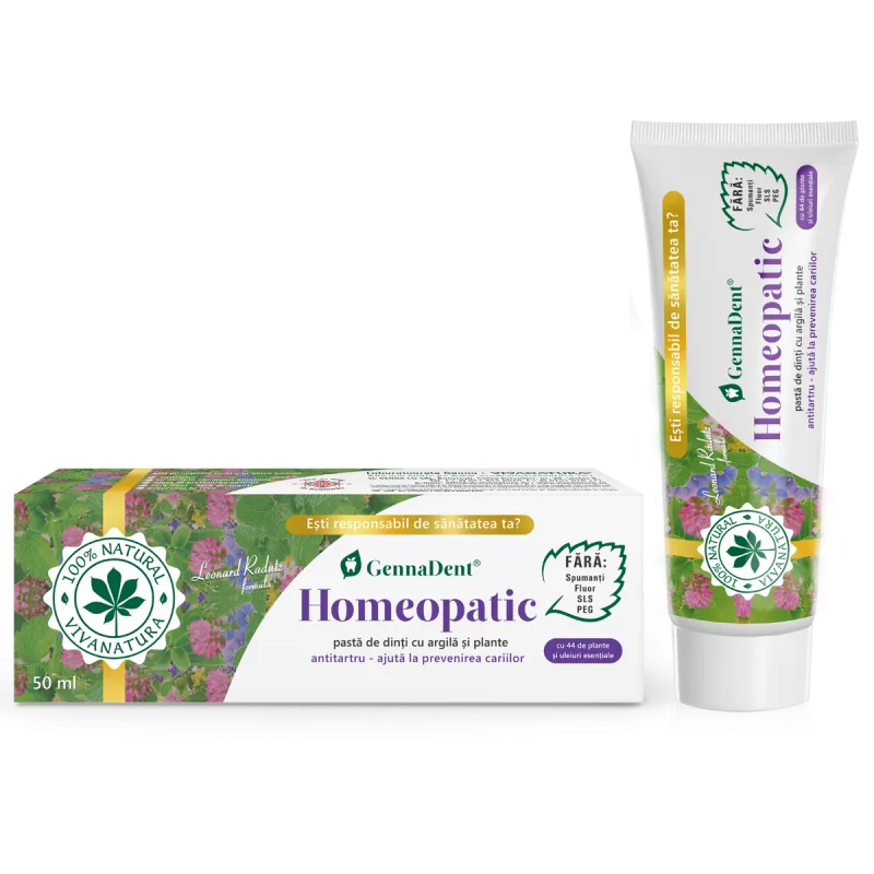 Pasta de dinti GennaDent Homeopatic, 50ml, VivaNatura — preț și oferte