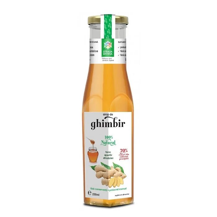 Sirop natural de ghimbir cu miere, 230ml, Steaua Divina — preț și oferte