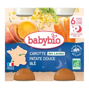 Piure de morcov, cartof dulce si grau, 2 x 200g, BabyBio