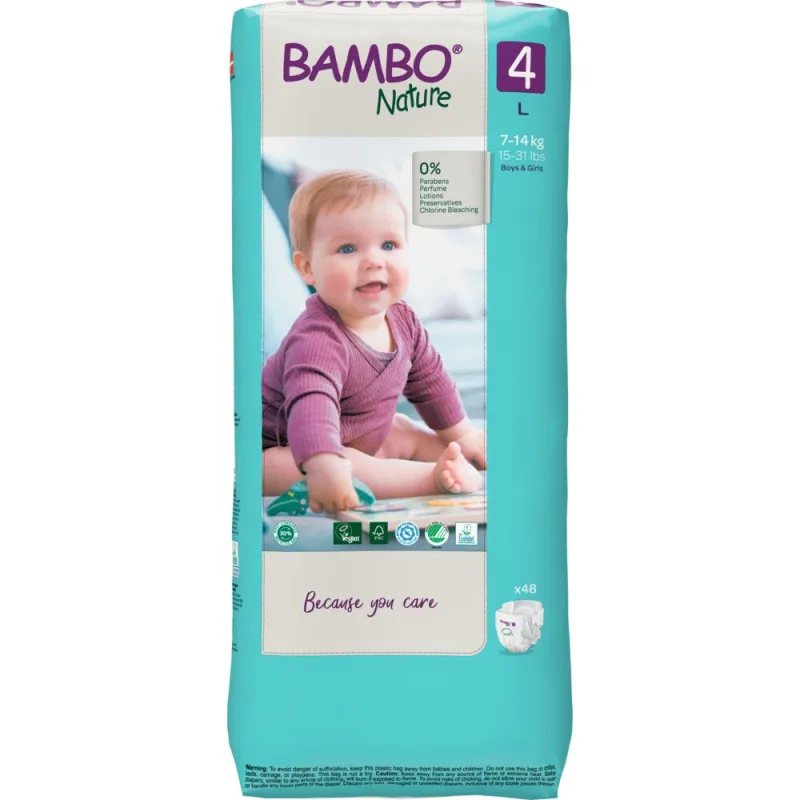 Scutece Ecolabel Tall Nr. 4 pentru 7-14 kg, 48 bucati, Bambo Nature — preț și oferte
