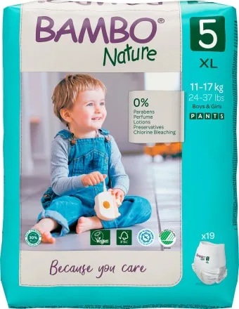 Scutece Ecolabel Pants Nr. 5 pentru 11-17kg, 19 bucati, Bambo Nature — preț și oferte