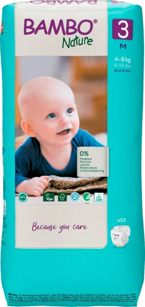 Scutece Ecolabel Tall Nr. 3 pentru 4-8 kg, 52 bucati, Bambo Nature