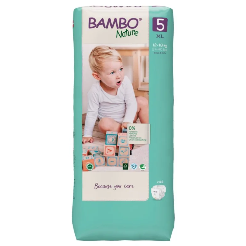 Scutece Ecolabel Tall Nr. 5 pentru 12-18 kg, 44 bucati, Bambo Nature — preț și oferte