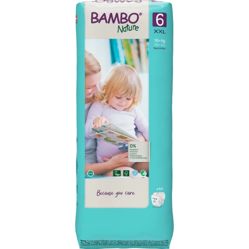 Scutece Ecolabel Tall Nr. 6 pentru 16+ kg, 40 bucati, Bambo Nature — preț și oferte