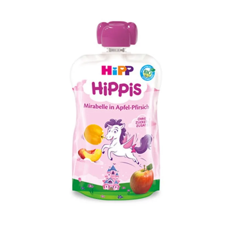 Piure din fructe cu mar, piersica si prune Mirabelle HiPPis +12 luni, 100g, Hipp — preț și oferte