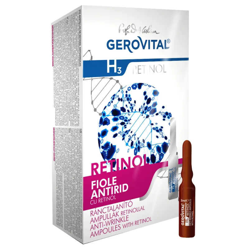 Fiole antirid cu retinol H3 Retinol, 10 fiole x 2ml, Gerovital — preț și oferte