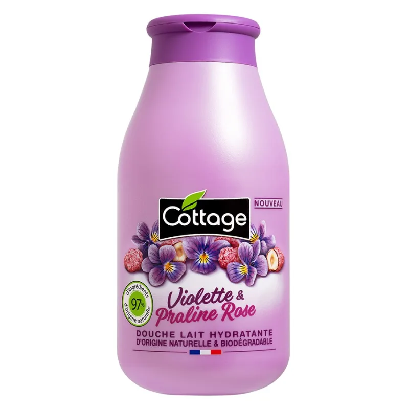 Gel de dus si lapte de baie Violete si Praline Rose, 250ml, Cottage — preț și oferte