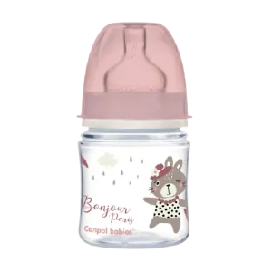 Biberon roz anticolici cu gat larg PP EasyStart Bonjour Paris, 120ml, Canpol babies