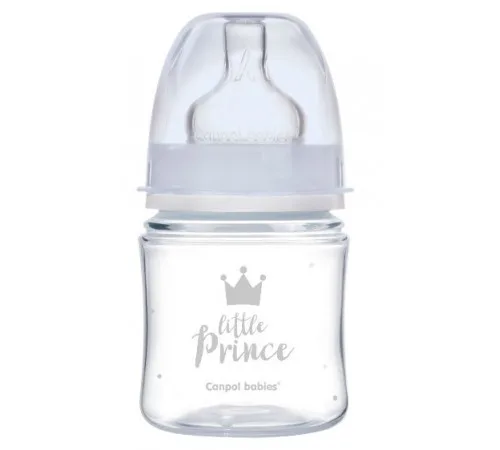 Biberon albastru anticolici cu gat larg PP EasyStart Royal Baby, 120ml, Canpol babies — preț și oferte