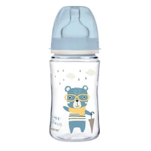 Biberon albastru anticolici cu gat larg PP Bonjour Paris, 240ml, Canpol babies