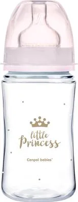 Biberon roz anticolici cu gat larg PP EasyStart Royal Baby, 240ml, Canpol babies — preț și oferte