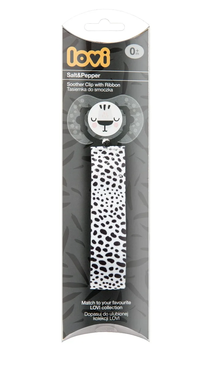 Panglica cu clips pentru suzeta Salt&Pepper, 1 bucata, LOVI — preț și oferte