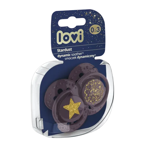 Suzeta din silicon Dynamic Stardust violet pentru 0-3 luni, 2 bucati, Lovi — preț și oferte