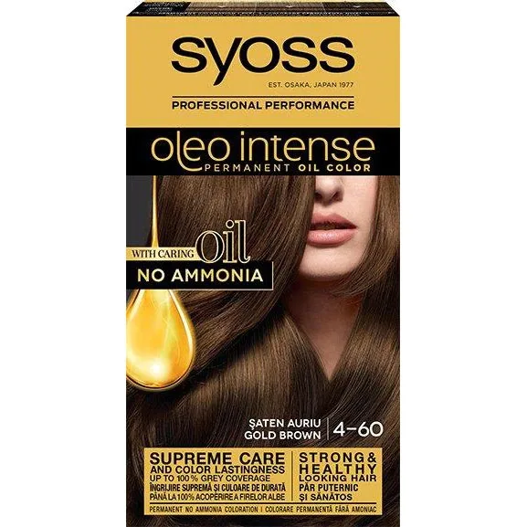 Vopsea de par fara amoniac Color Oleo 4-60, Saten Auriu, Syoss — preț și oferte