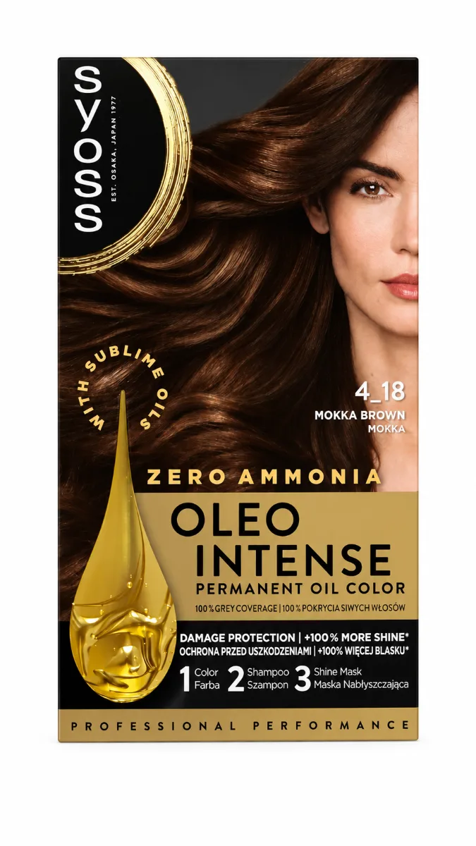 Vopsea de par fara amoniac Color Oleo 4-18 Saten Mokka, 115ml, Syoss — preț și oferte