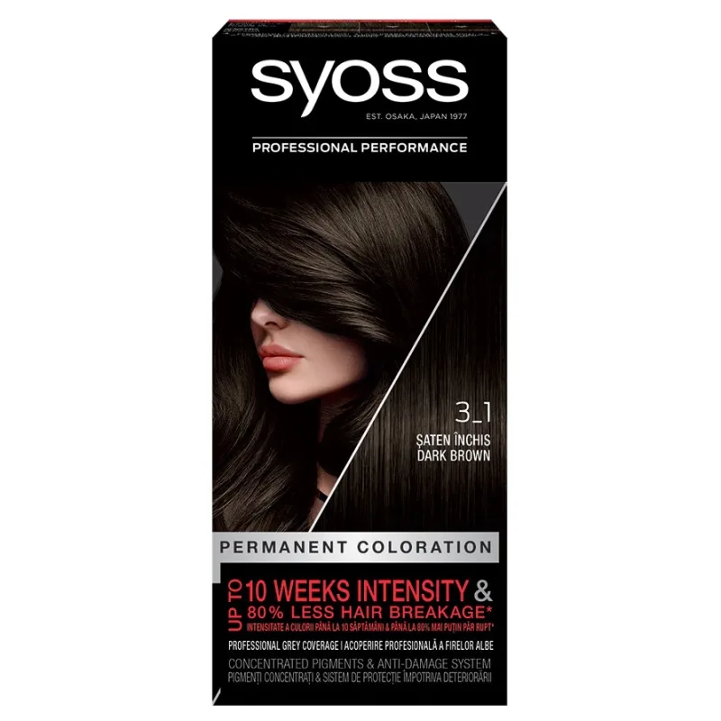 Vopsea de par permanenta Color Baseline 3-1 Saten Inchis, 115ml, Syoss — preț și oferte