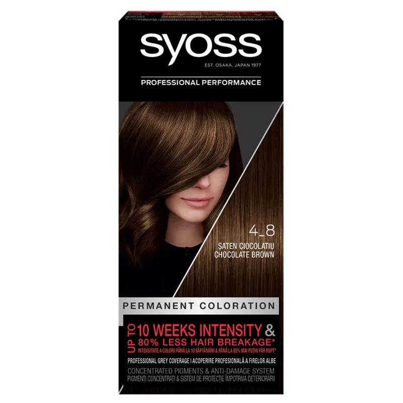Vopsea de par permanenta Color Baseline 4-8 Saten Ciocolatiu, 115ml, Syoss — preț și oferte