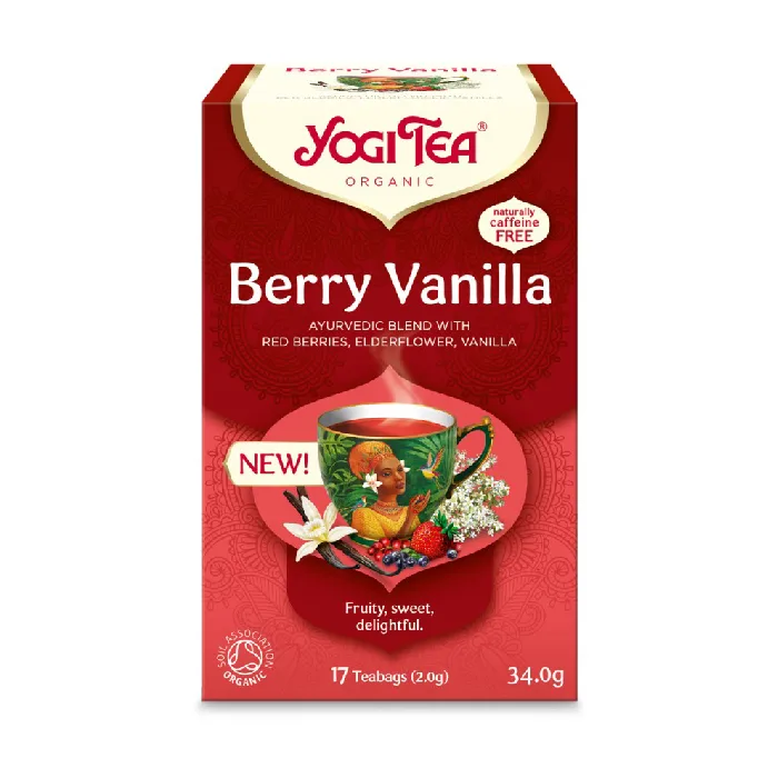 Ceai bio cu fructe de padure si vanilie, 17 pliculete a 2g,34,0g Yogi Tea — preț și oferte