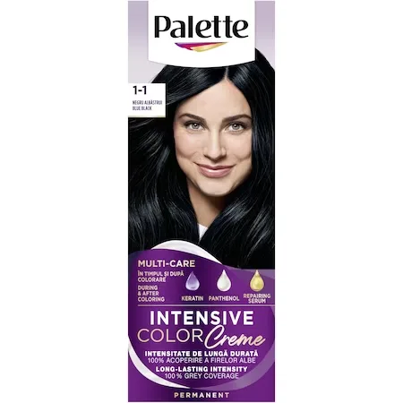 Vopsea crema permanenta Palette Intensive Metallic Collection C1 Negru Albastrui, 110ml, Schwarzkopf — preț și oferte