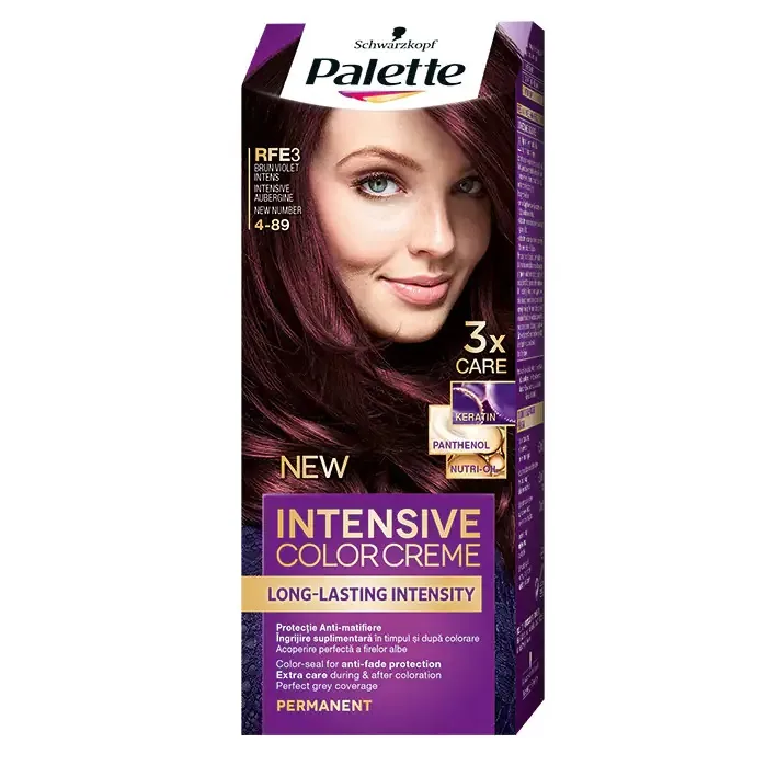 Vopsea crema permanenta Palette Intensive RFE3 (4-89) Aubergine intens, 110ml, Schwarzkopf — preț și oferte